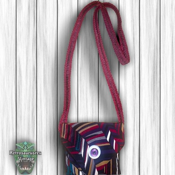 𝅺VINTAGE Mens Retro Tie Crossbody Bag, Upcycled Repurposed Shoulder Purse - Picture 6 of 10